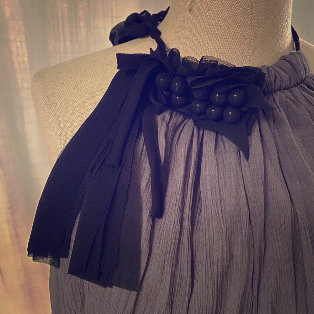 Robbi & Nikki Silk Halter neck-tie Tank, size S